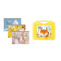 몰랑이 두툼 미술용 스케치북 170g x 3p + 모나미 모니주 가방파스 18색 문구세트, 랜덤발송(스케치북), 중성(크레파스), 1세트