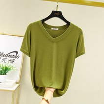 안다로미 여성용 메이 브이넥 반팔티