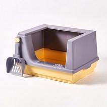 파스텔펫 고양이 사각 사막화방지 화장실 모래삽 세트, 퍼플