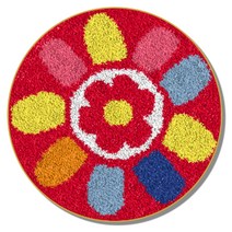 알로데 라운드 플라워 러그 카펫 DIY 스킬 자수 세트 중국어버전 흰색인쇄메쉬, 1세트, 03