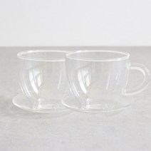 루체루나 티 글라스 잔 215ml + 받침 세트, 2세트