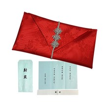 지성 현금예단 파우치형 매듭보자기 + 고급 봉채봉투, 홍색, 1매