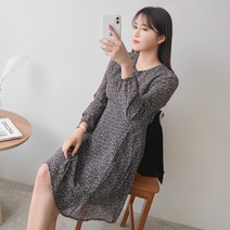 로미스토리 빅사이즈 플라워 쉬폰 미니 원피스