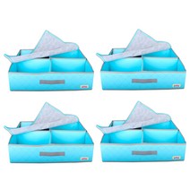 마이닝 탈부착 4칸 언더베드 이불 정리함, 하늘색, 4개