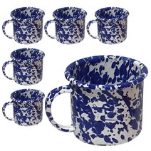 하코야 Enamel Splash 법랑 마블 머그컵 350ml, 6개, 코발트 블루