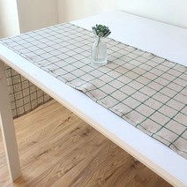 대지두마리 테이블러너, 32 x 130 cm, 빈티지 그린체크