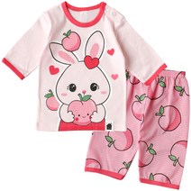 보보 아동용 피치래빗 7부 오가닉 내의 상하세트