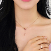 킨트주얼리 14K 벚꽃 Y 드롭 목걸이