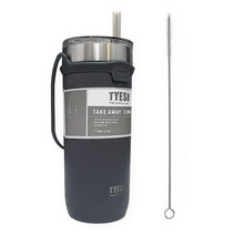 타이소 진공 스텐 핸들 스트랩 텀블러 + 트라이탄 빨대 + 빨대 세척솔, 다크그레이, 710ml
