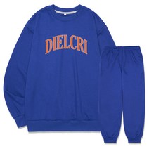 디엘크리 남성용 아치형 오렌지 로고 맨투맨 조거트레이닝 상하의 세트