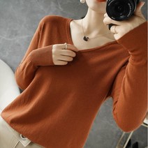 솔레일 여성용 브이넥 슬리브 니트
