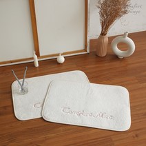 컴포리빙 극세사 자수 주방 욕실 발매트 2p, 아이보리