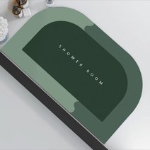 솔브리빙 반원형 소프트 논슬립 욕실 화장실 빨아쓰는 규조토 발매트 물흡수, 그린