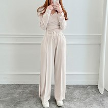 여성용 키작녀 트레이닝복 랩후드 + 팬츠 세트