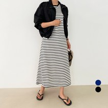 바블링브룩 여성용 배색 스트라이프 A라인 롱 원피스