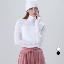 어썸어라운드 여성용 기모 워머 목폴라 티셔츠