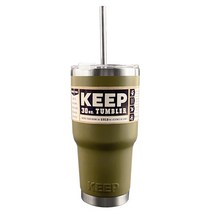 KEEP 스테인리스 보온 보냉 대용량 빨대 텀블러, 카키, 900ml