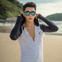 남성용 아니마 집업 래쉬가드 75-45A, 혼합색상