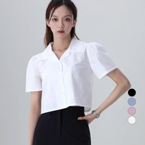 어썸어라운드 여성용 세미 크롭 카라 셔츠 블라우스