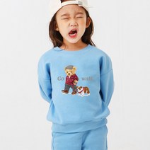 키즈크루 아동용 베어앤도그 기모 맨투맨