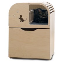 뽀떼 캣토토리브 유니크 고양이 원목 화장실 + 식탁, 우드