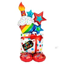 와우파티코리아 에어룬즈 스택트 해피벌스 아이콘 은박풍선, 혼합색상, 1개