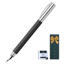 파버카스텔 엠비션 3D 리브 만년필 + 카트리지 기프트 세트, F, 블랙(만년필), 청색, 흑색(카트리지)