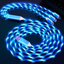 3 IN 1 LED 멀티 충전 케이블 1m, 1개, 블루