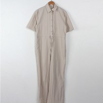 빼빼 여성용 카라넥 스트랩 와이드 점프슈트