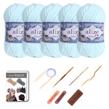 마마니트 벨루토실 5볼 목도리 DIY 세트 15 파스텔민트, 1세트