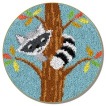 알로데 애니멀 라운드 러그 카펫 DIY 스킬 자수 세트 영문버전, NO 08(흰색인쇄메쉬), 1세트