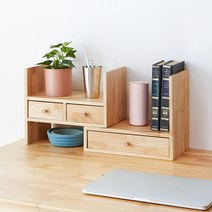 블루밍홈 고무나무 원목 데스크 수납함, 내추럴