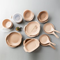 아띠홈 올더플레이트 접시 + 볼 18종 세트, 1세트, 볼 4p + 접시 4p +파스타볼 2p + 손잡이 앞접시 4p + 시리얼볼 2p +뚜껑 2p, 모카, 베이지