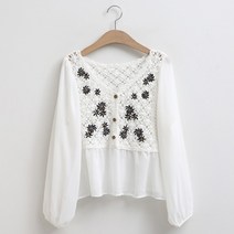 후문 여성용 프릴 레이스 블라우스 #49163