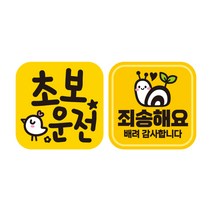 제제데코 초보운전 자동차 탈부착 정사각 자석 고휘도 반사 스티커 140 x 140 mm G140 GC017 + GC051 세트, 혼합색상, 1세트