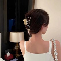 플라워 진주드롭 헤어집게핀
