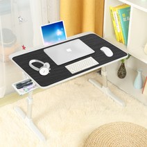 온리원 높이조절 서랍 수납 노트북테이블 T-1300, 블랙