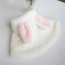 랜보어 반려동물 하트버튼 래빗 극세사 망토, 화이트