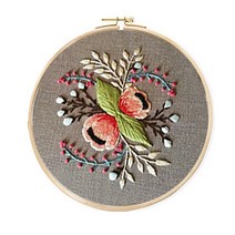 초보자용 프랑스자수 십자수 DIY 패키지, 1개, 붉은꽃송이