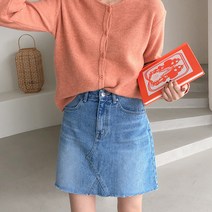 라라온 연청 브러시 워싱 데님 스커트