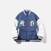 AOULS 아울스 남성용 빅 루즈핏 캐쥬얼 프린트 스포츠 베이스볼 점퍼 G6802