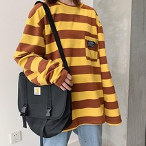 오버핏 스트라이프 임산부 단가라 긴팔 빅사이즈 티셔츠