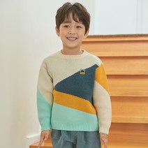 팬콧 아동용 팝아이즈 사선 배색 니트