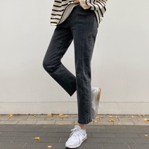 피핀 여성용 스티치 일자핏 기모 밴딩 진 #76014