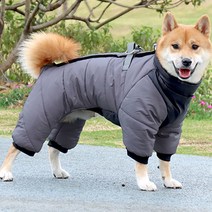 멍템 강아지 올인원 패딩, 그레이