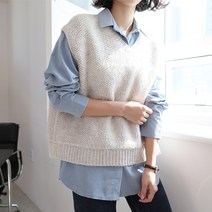빼빼 여성용 뽀글이 니트 베스트