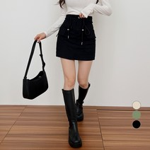 밀키버터 여성용 카고 스트링 스판 미니 스커트