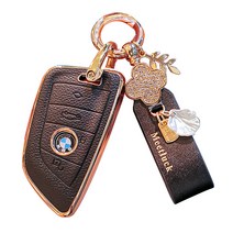 하마테 BMW 가죽TPU 하이브리드 스마트키 케이스 + 키홀더 세트 C타입, 블랙