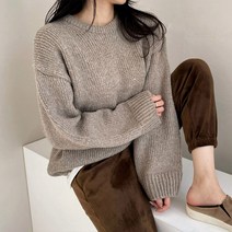 여성용 네크 루즈핏 니트