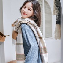쉐어몰 타탄 체크 패턴 롱 머플러